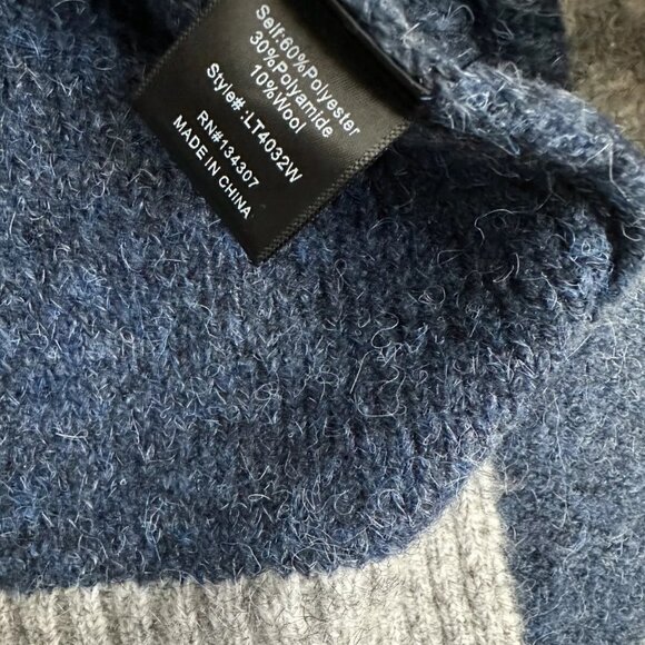 Line & Dot Wool Blend Colorblock Crewneck Sweater in Gray Blue Size S - Picture 6 of 6